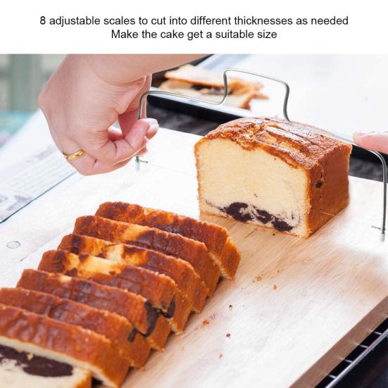Adjustable Height Cake Slicer Stainless Steel 8 Scales Double-Line Cutting Tool Corrosion Resistant DIY Kitchen Gadget