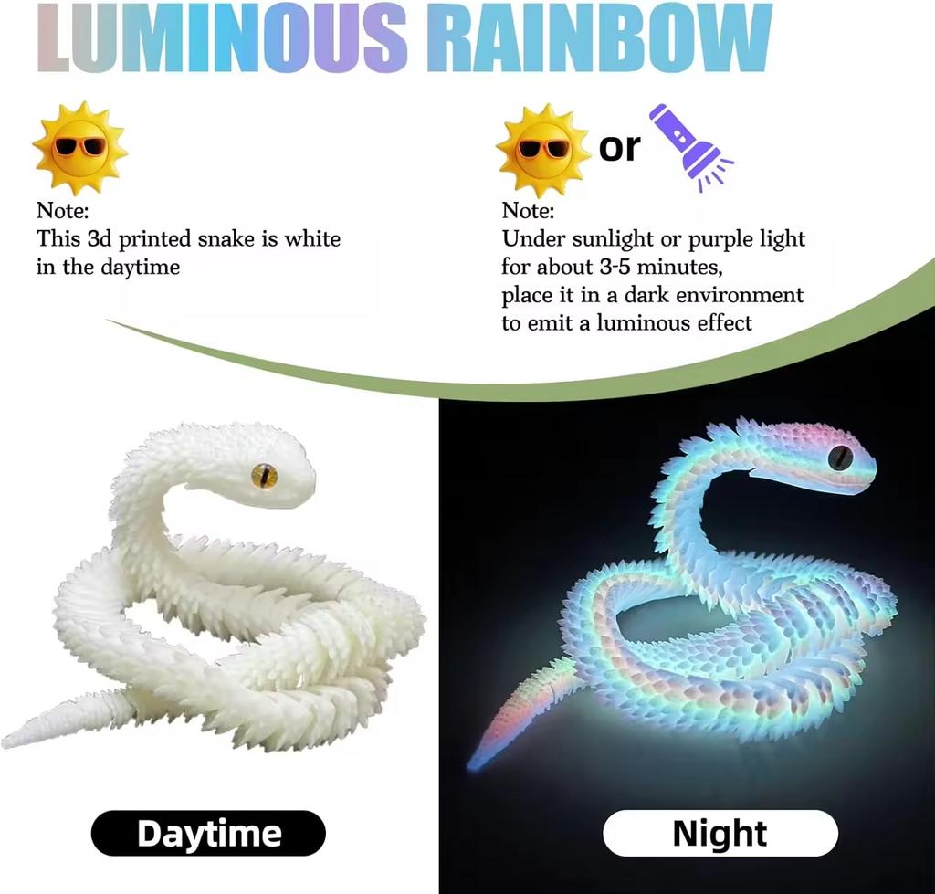 3D Printed Articulated Snake Fidget Toy Realistic Movable Joint Snake Action Figure Stress Relief Desk Decor Animal Model Gift