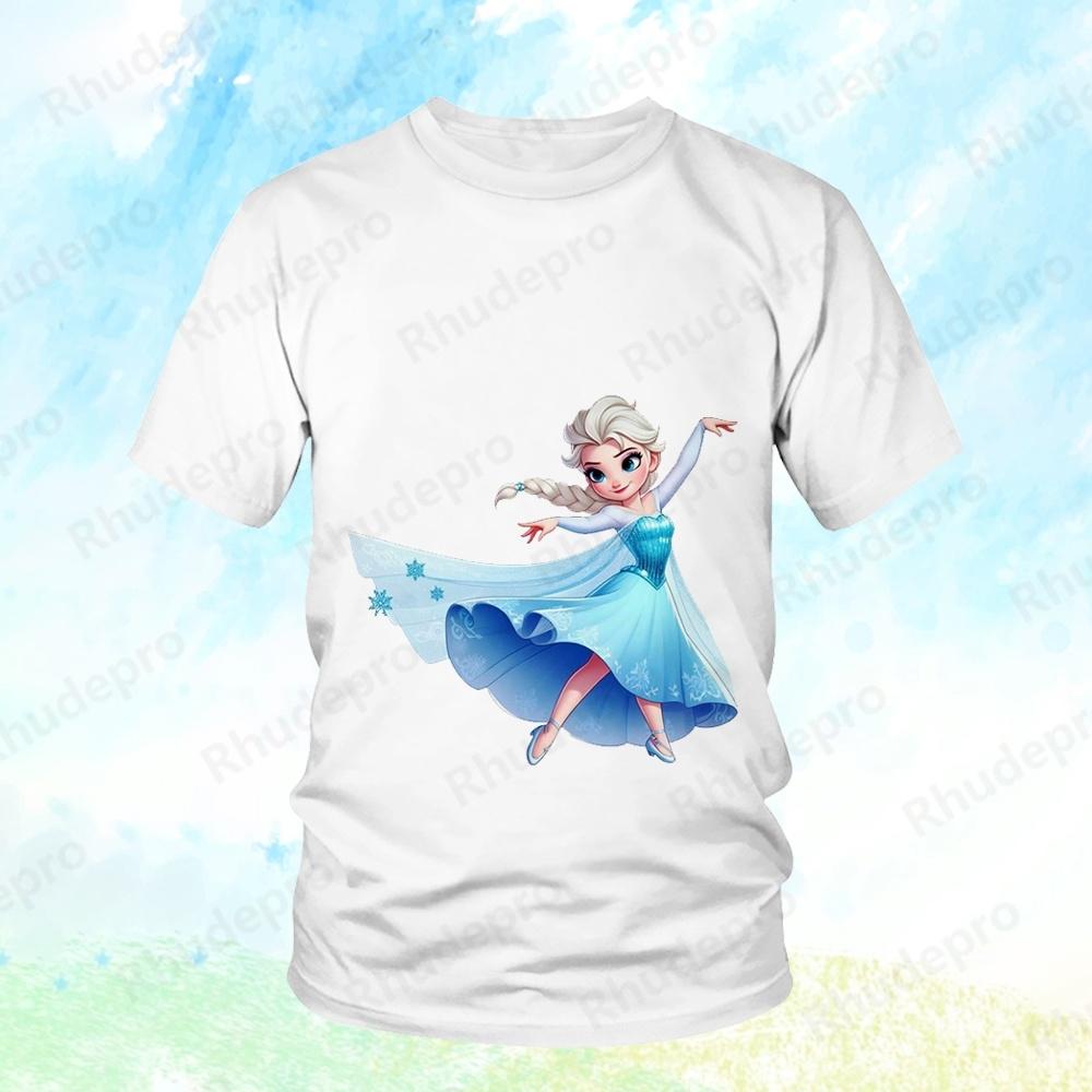 Men's Crew Neck 3D Printed T-Shirt Disney Frozen Princess Elsa Cartoon Movie Women Children Streetwear Fashion T-Shirt Top