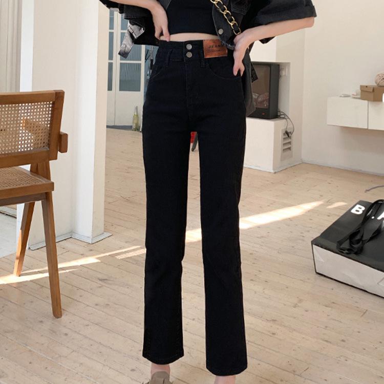 

2024 High-Waisted Black Slimming Straight-Leg Jeans for Petite 2X Large чёрный