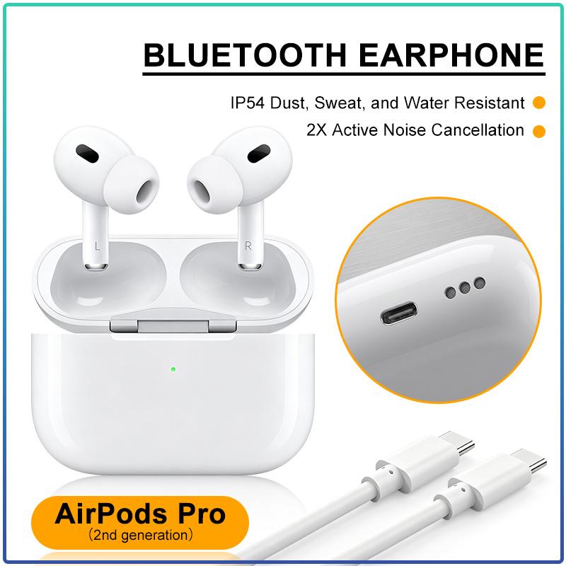 Apple AirPods Pro 2 True Wireless Earbuds Personalized Spatial Audio USB-C Charging Hands Free Earphones For iOS Android Smartphones