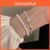 Trendy Summer 2024 Silver Pearl Bracelet Stylish Geometric Design For Women