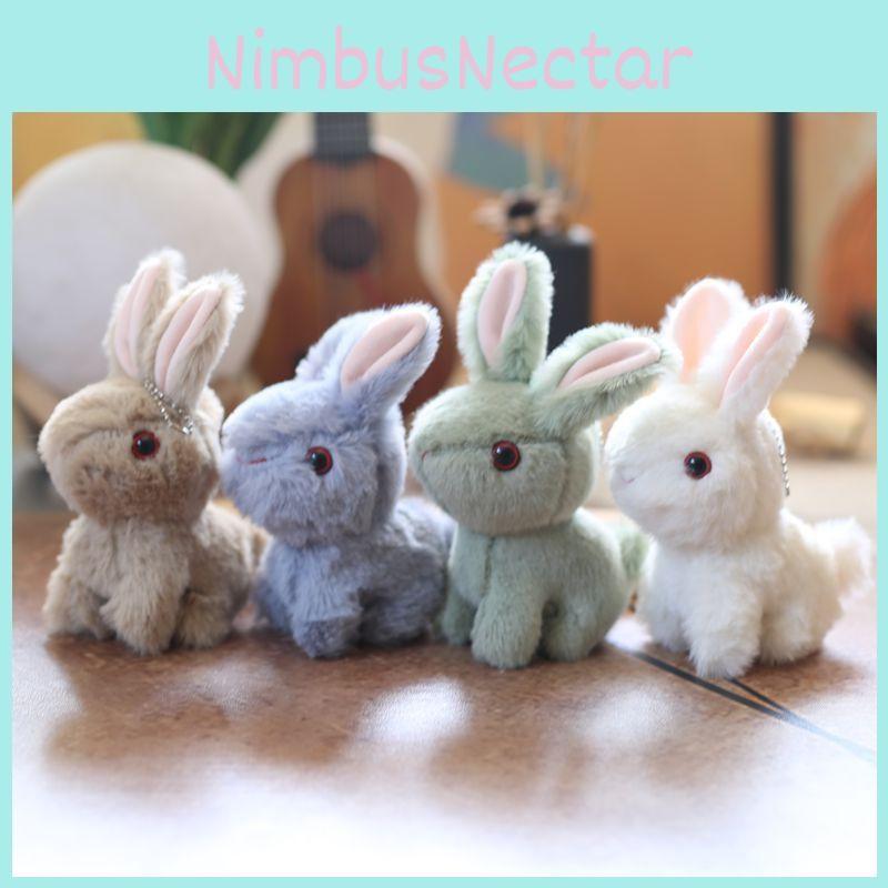 White Cute Cartoon Rabbit Plush Keychain Short Bag Decoration Kids Gift Doll