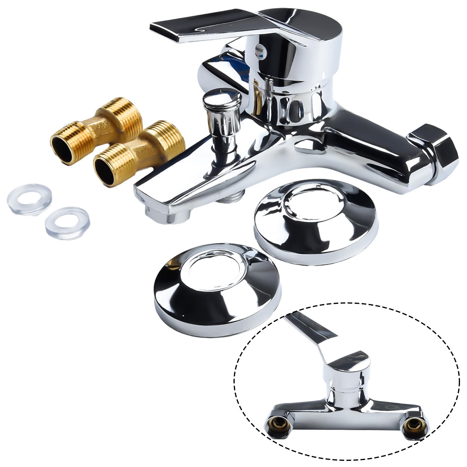 Alloy Basin Faucets Chrome Wall Mounted Hot Cold Water Dual Spout Mixer Tap Concealed Hot And Cold Mixing Valve Accessory
