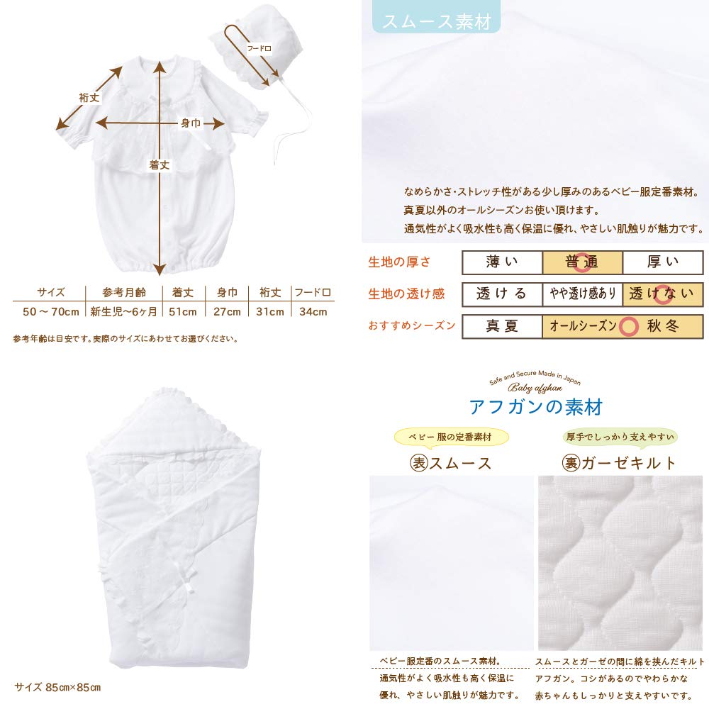 de Bouquet set for preparing for short ready to use after gift made in [Cream Coco] pattern, 17-piece childbirth, 2-way all, hat, afghan, mittens,