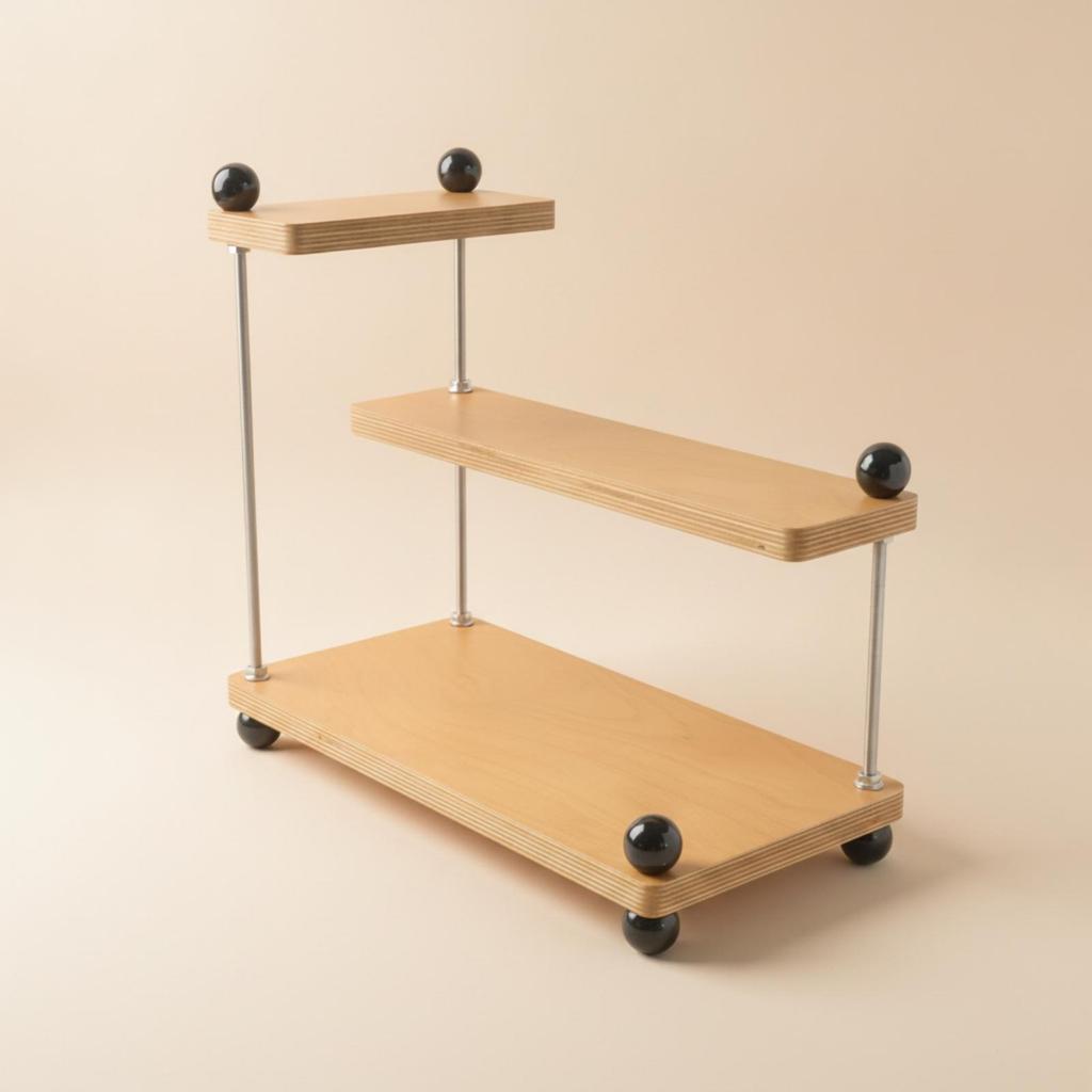 Desktop Storage Rack Staggered Shelves 3 Tier Shelf Wood Wooden Desk