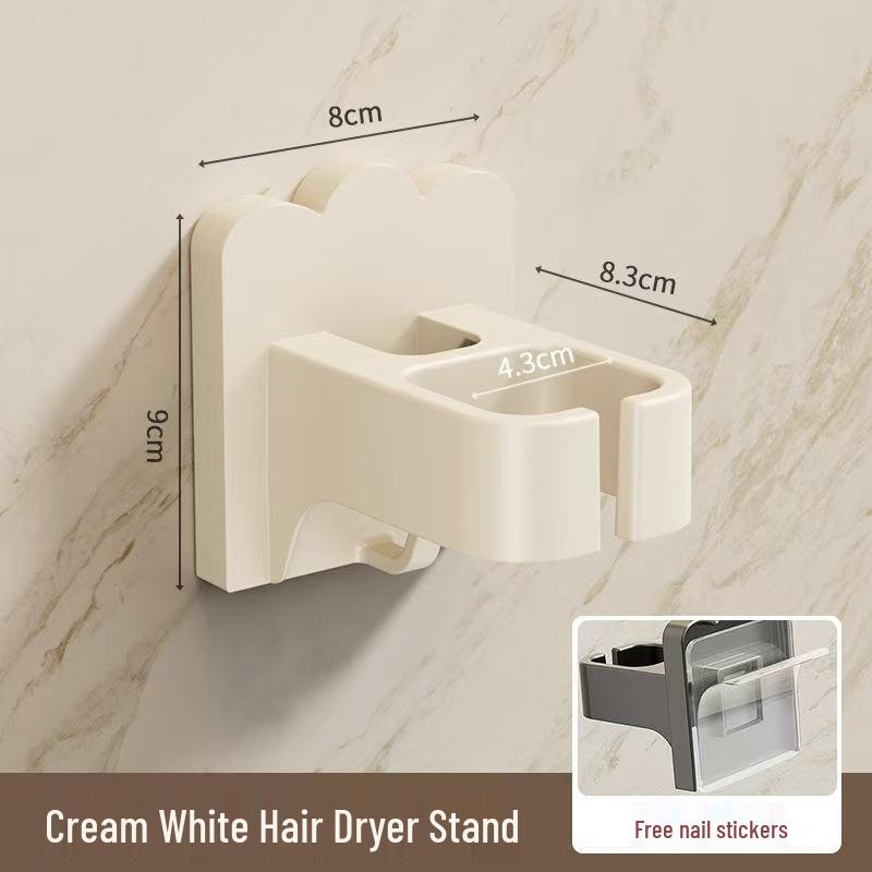 Punch-Free Wall-Mounted Hair Dryer Holder: Bathroom Storage Rack & Hanger