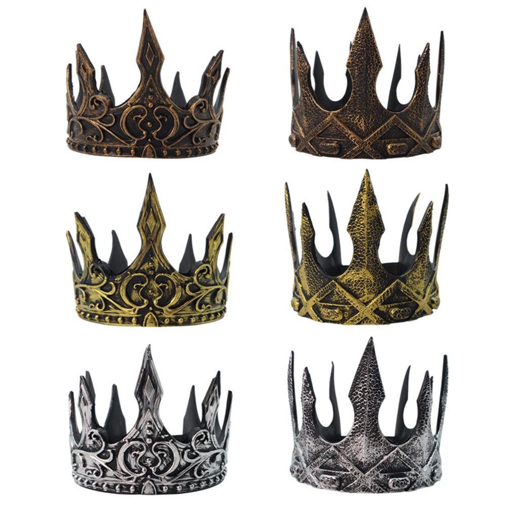 Hair Hoop PU Prince Crowns Bar Mitzvah Crown Round Tiaras Simple King Crown  Wedding