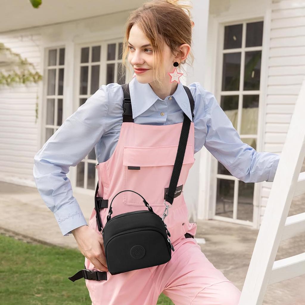 NICOLE & DORIS Women's Mini Shoulder Bag, Crossbody Bag, Small, Cute, Lightweight, Nylon, Multiple Pockets, Elegant and Stylish, Perfect for Kids,
