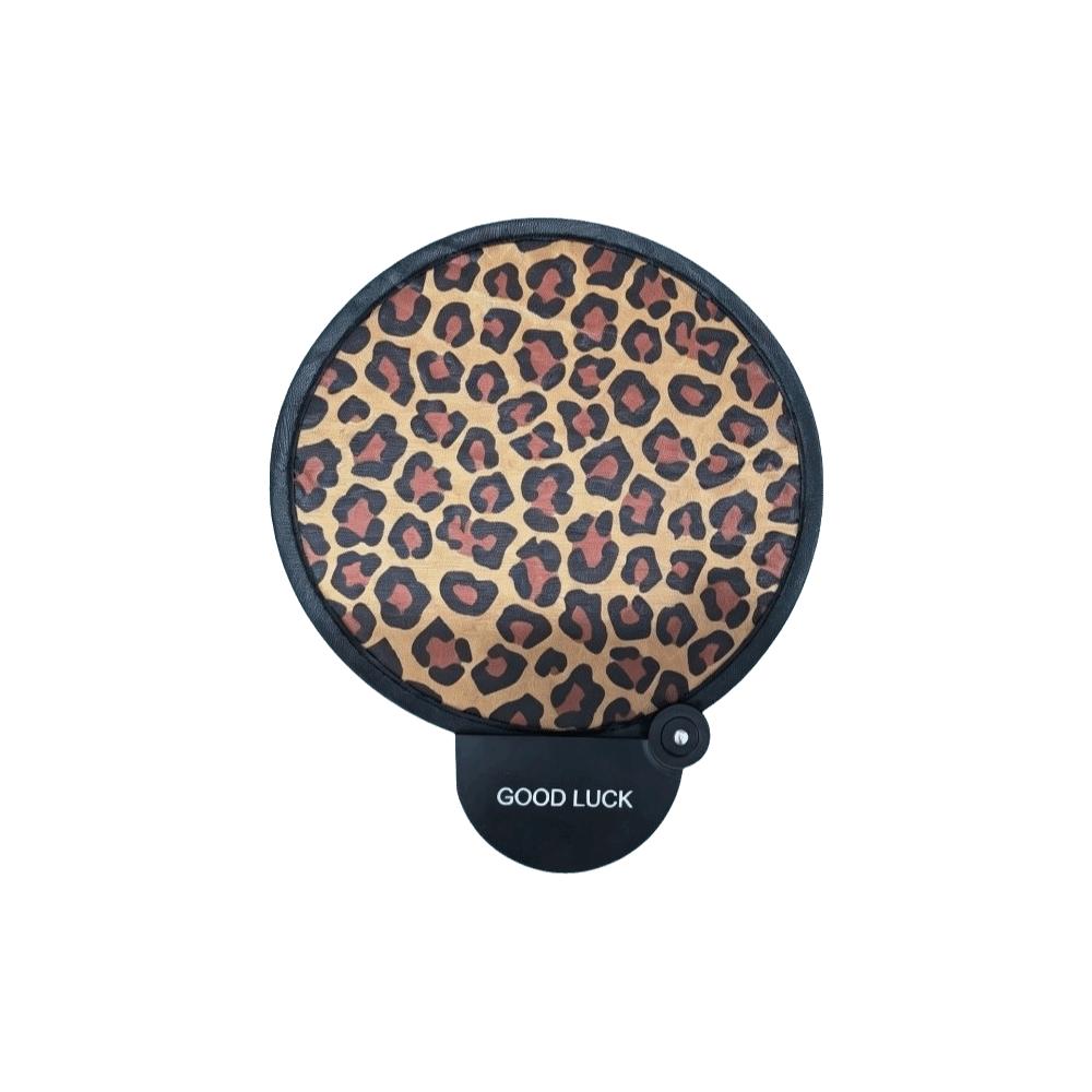 Ventaglio a mano pieghevole tascabile Modello Calcio Stampa Leopardo Ventaglio Novità Rotondo Esterno