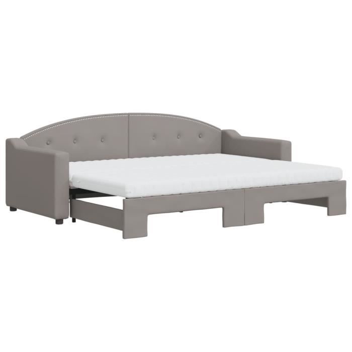 VidaXL Daybed with Trundle and Mattress Taupe 80x200 Cm Fabric 3197546