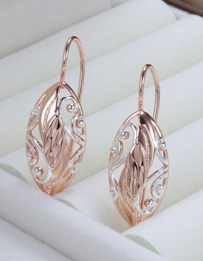 SIMJOO Fashion Hollow Out Flower Two-color Eardrop Earrings