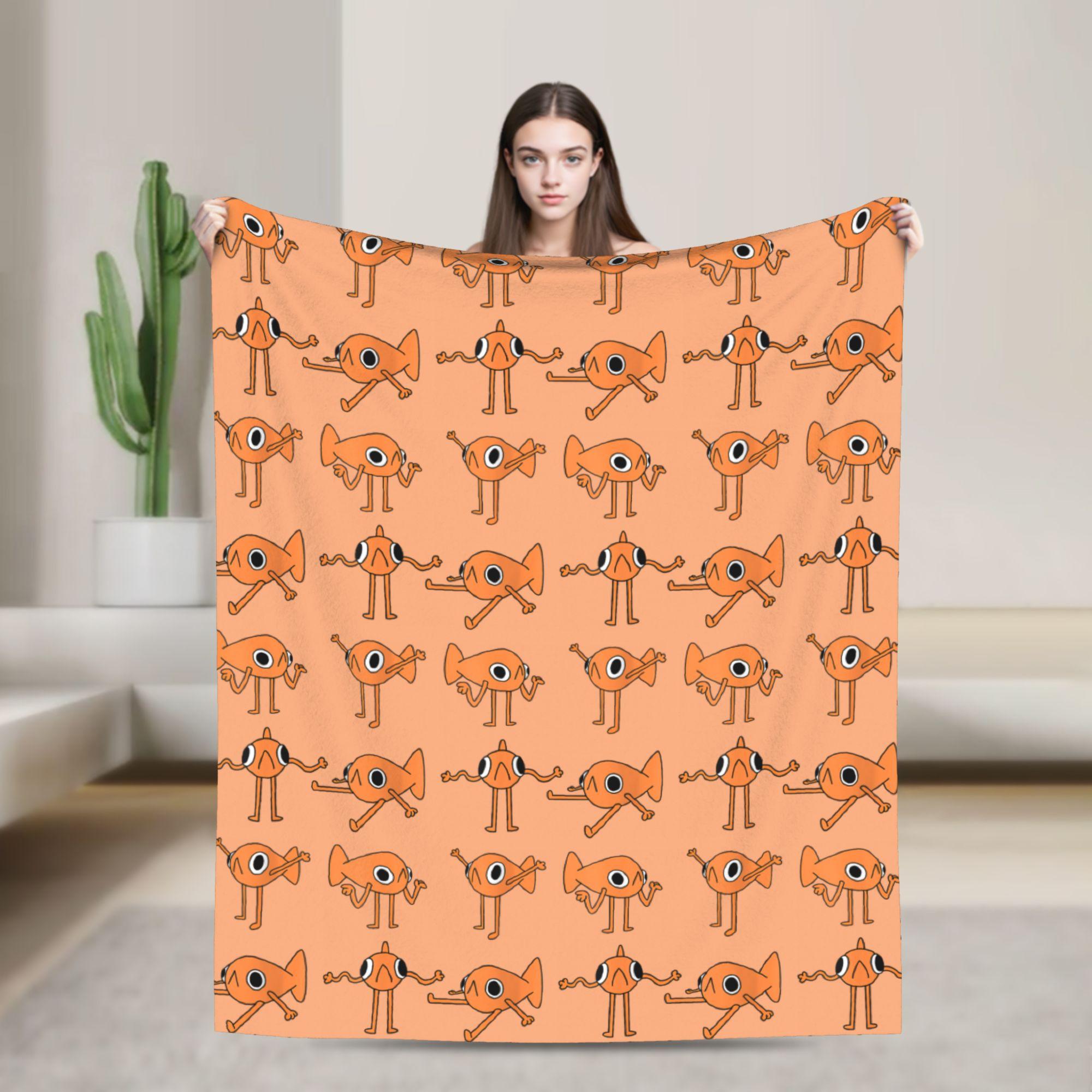 Funny Fish Le Poisson Steve Est Orange Fleece Throw Blanket Meme for Bed Knitted Blanket Car Thin Breathable 75x90cm