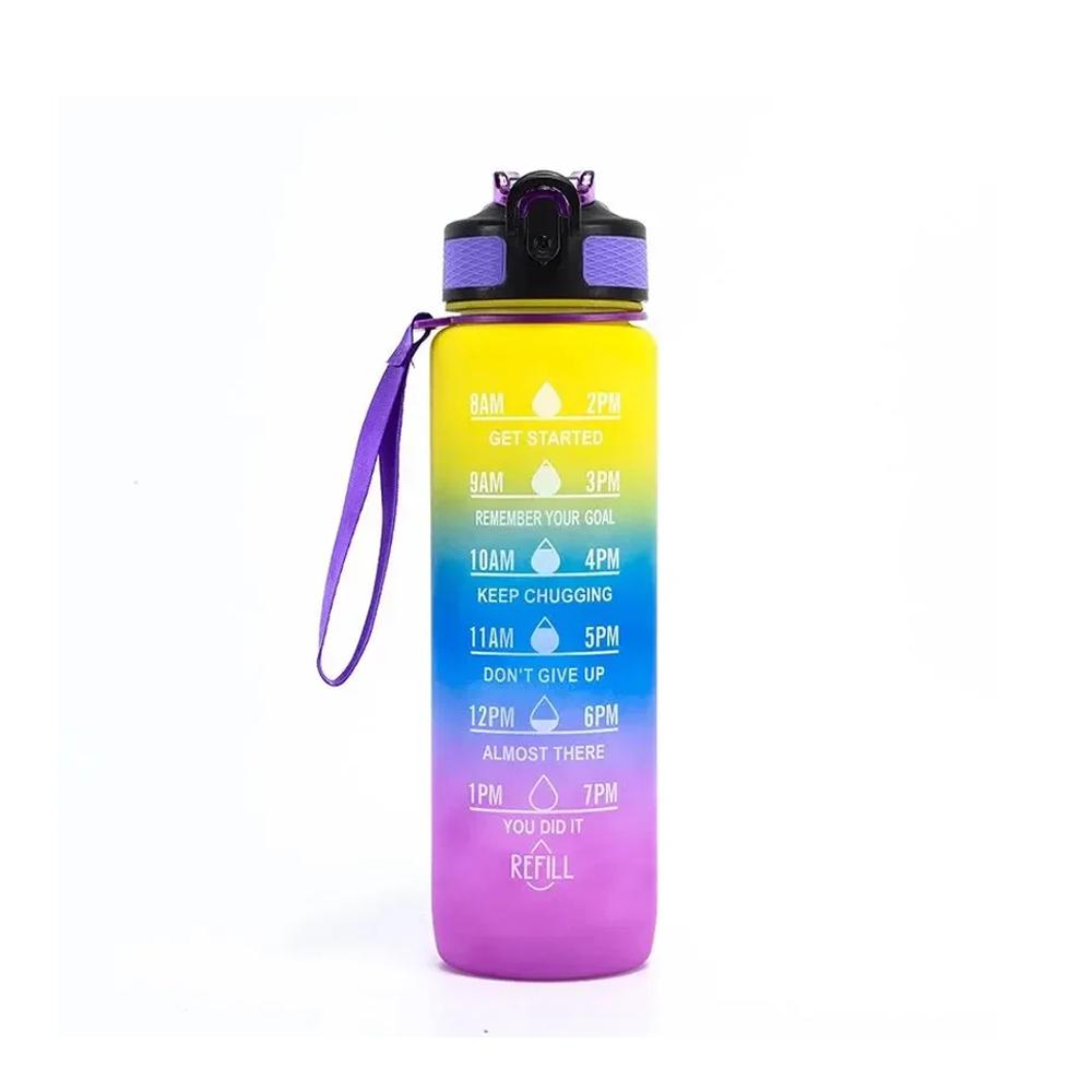 32 Oz Motivational Water Bottles with Times Marker To Drink and Straw Leakproof Drinking Sports Mug for Fitness, Gym & Outdoo