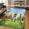 Maya the Bee Flannel Pattern Square Carpet,Area Rug,Carpet Rug for Living Room Bedroom Sofa Playroom Decor,Non-slip Floor Mat