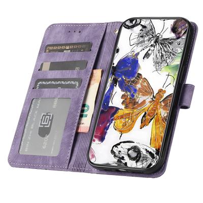 For Motorola Moto G75 5G Case Butterfly Design Flip Wallet Leather Phone Cover Skin-Touch