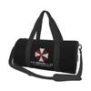 Umbrella Corporation Print Round Travel Duffel Bag Waterproof Durable Sports Gym Fitness Bag with Shoe Compartment Wet Pocket