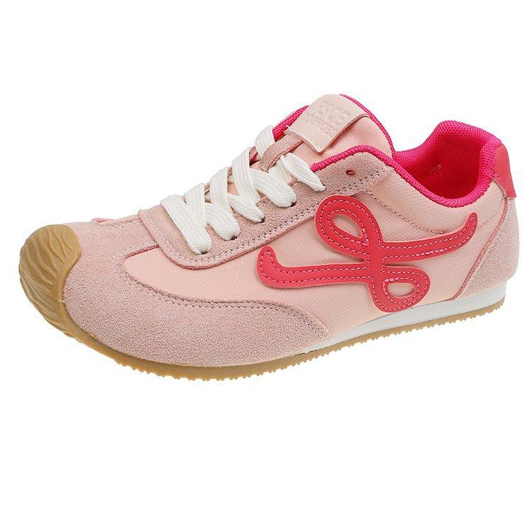 Soft Leather Version Casual Sports Moral Training Shoes Women's 2025 New Flat-bottomed Trendy Retro Color Matching Forrest Gump Sports Shoes Women's