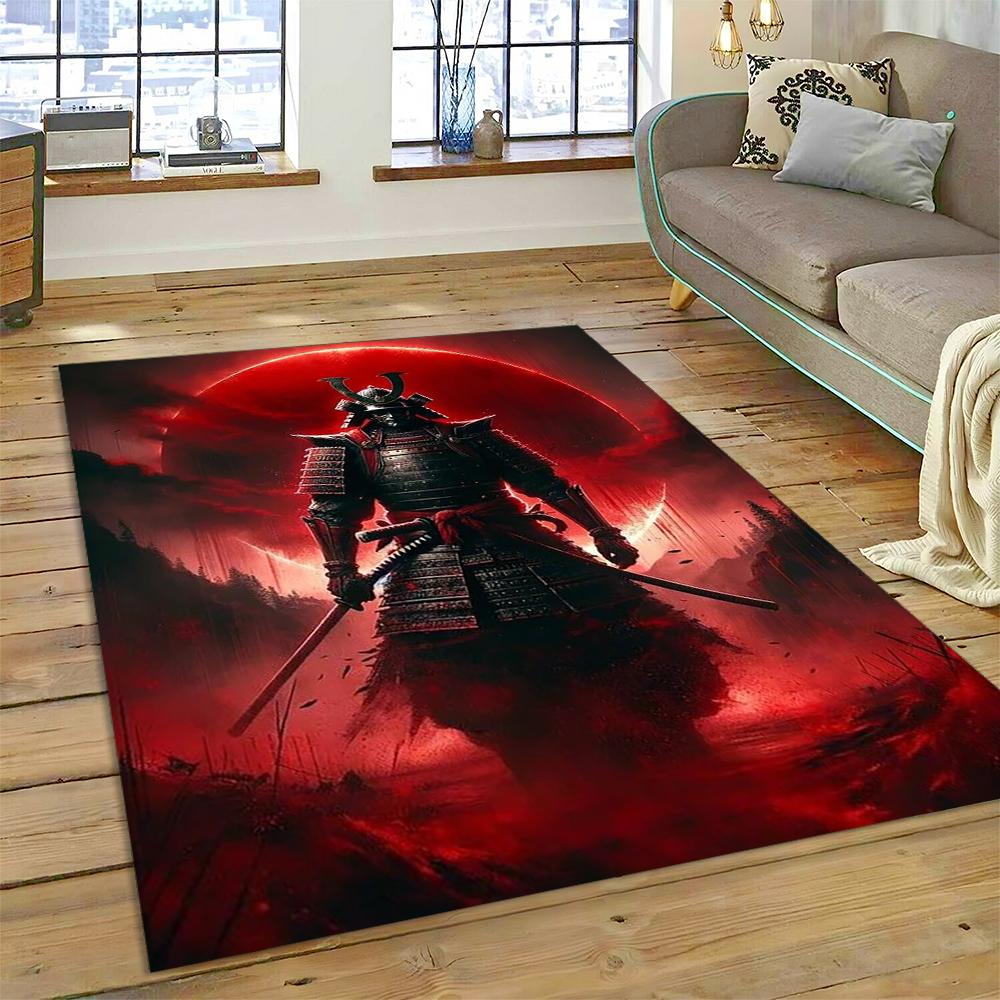 3D Japanese Samurai Bushido Katana Cartoon Game Carpet Rug for Living Room Bedroom Home Sofa Decoration,kids Non-slip Floor Mat