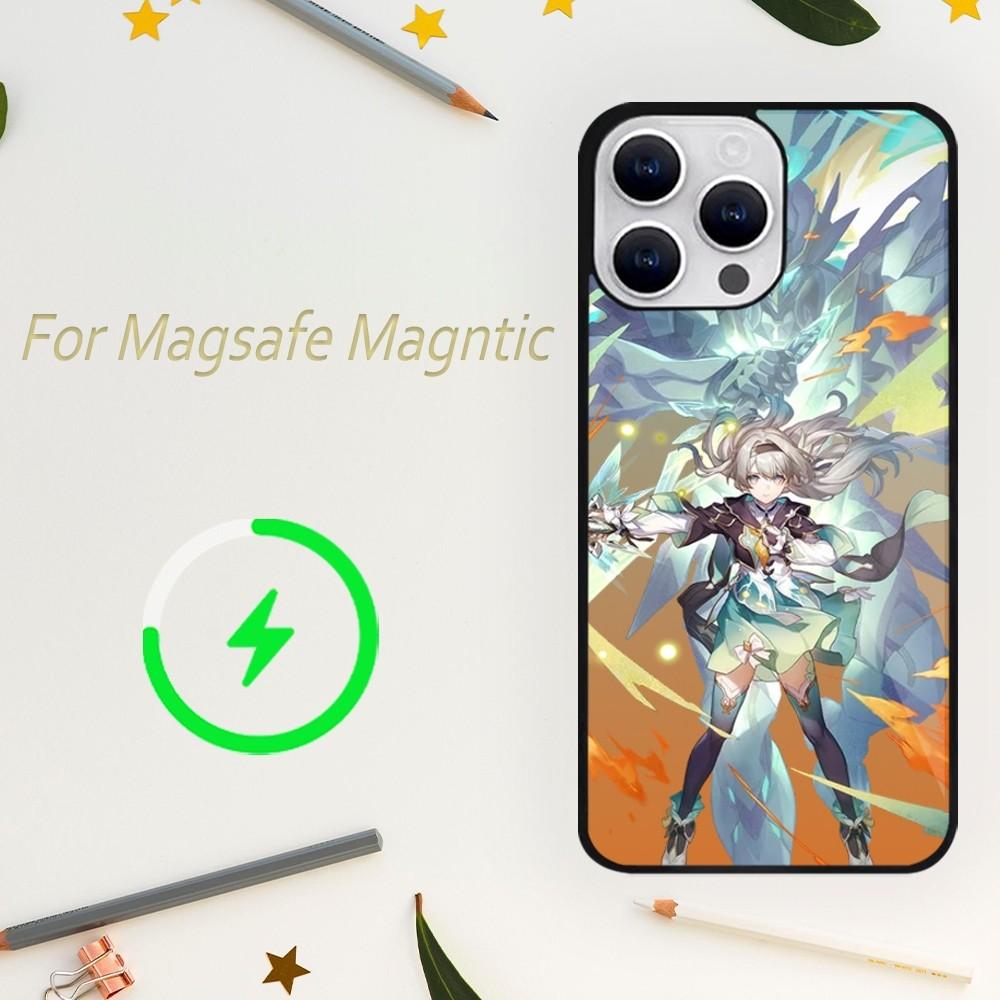 

Чехол для игрового телефона Honkai Star Rail Firefly для iPhone 15 14 13 12 11 Plus Pro Max Magsafe с магнитной беспроводной зарядкой iPhone15