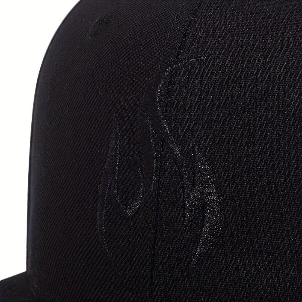Flame Embroidery Baseball Caps Polyester Snapback Baseball Hat Unisex Punk Hat  Street Dance