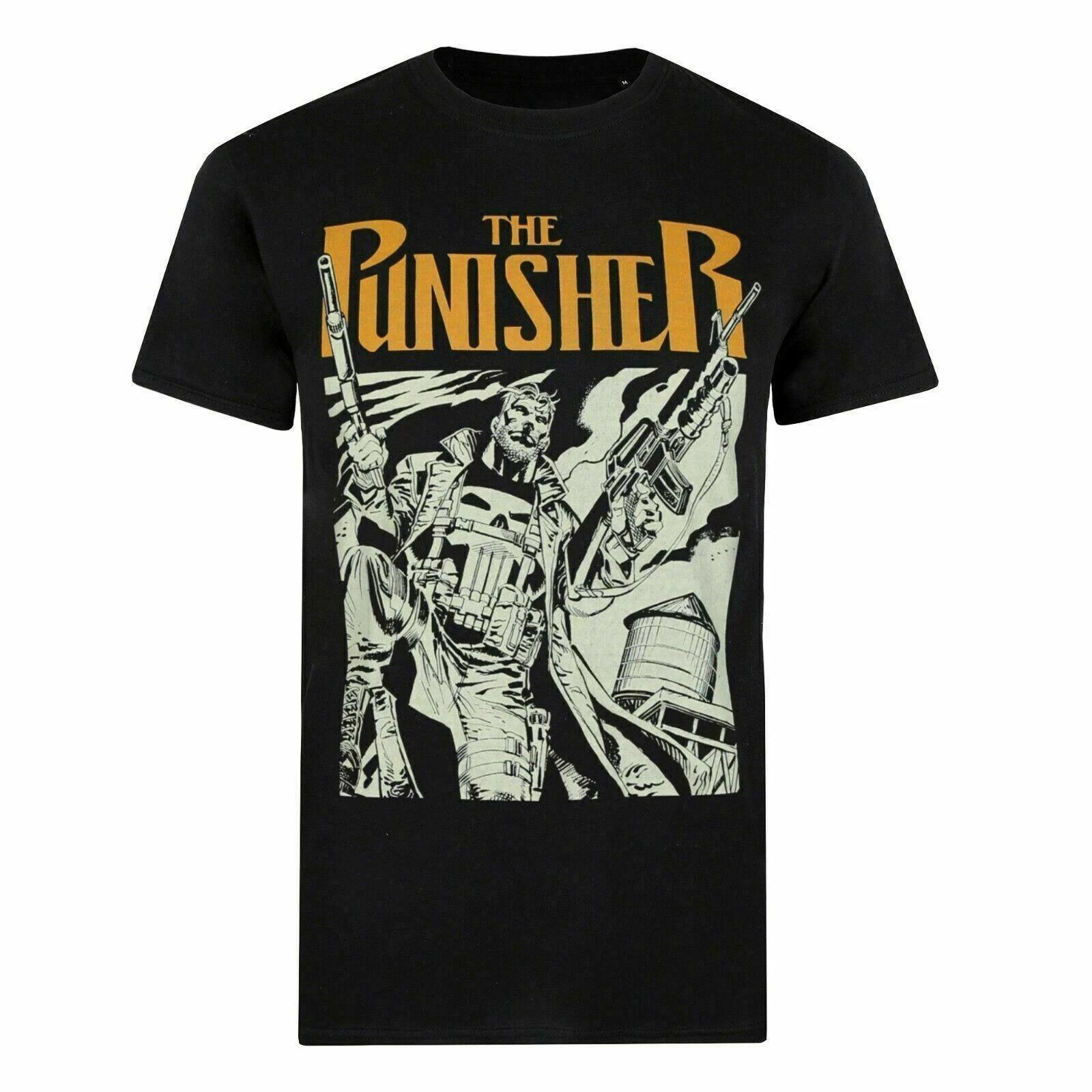 

Official Marvel Mens Punisher Dual Guns 100% Cotton T-shirt Mens Tees Top Black S - XXL M