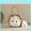 Cat Ragdoll Plush Single Shoulder Crossbody Bag Round Handbag Women Fashion