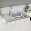 Vidaxl Kitchen Sink with Drainer, Silver, 800X500X155 Mm, Steel
