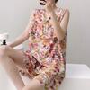 Anti-bumping Pajamas Women's Summer Vest Shorts Set Cotton and Silk Loungewear Can Be Worn Outside Loose Large Size Sweet and Cute