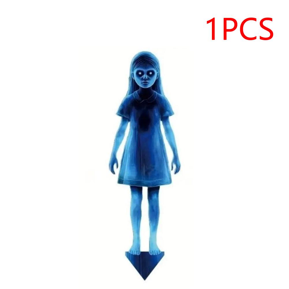 Spooky Ghost Yard Sign Halloween Metal Yard Signs Scary Garden Ghost Stake Halloween Yard Stake for Lawn Patio Haunted House