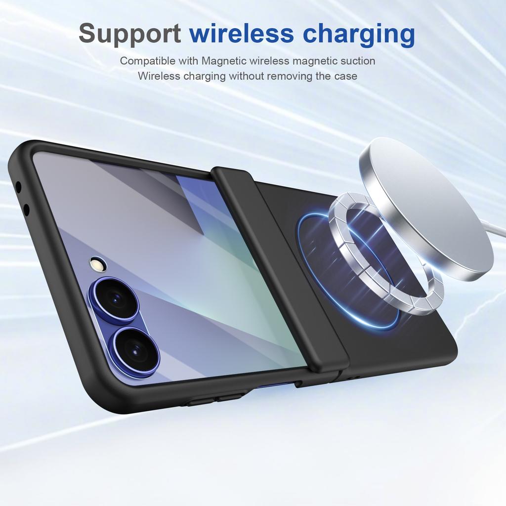 High Definition Magnetic Hinge PC Phone Case for Samsung Galaxy Z Flip 7 FE 6 5 4 With Tempered Film Anti Drop Masafe Cover