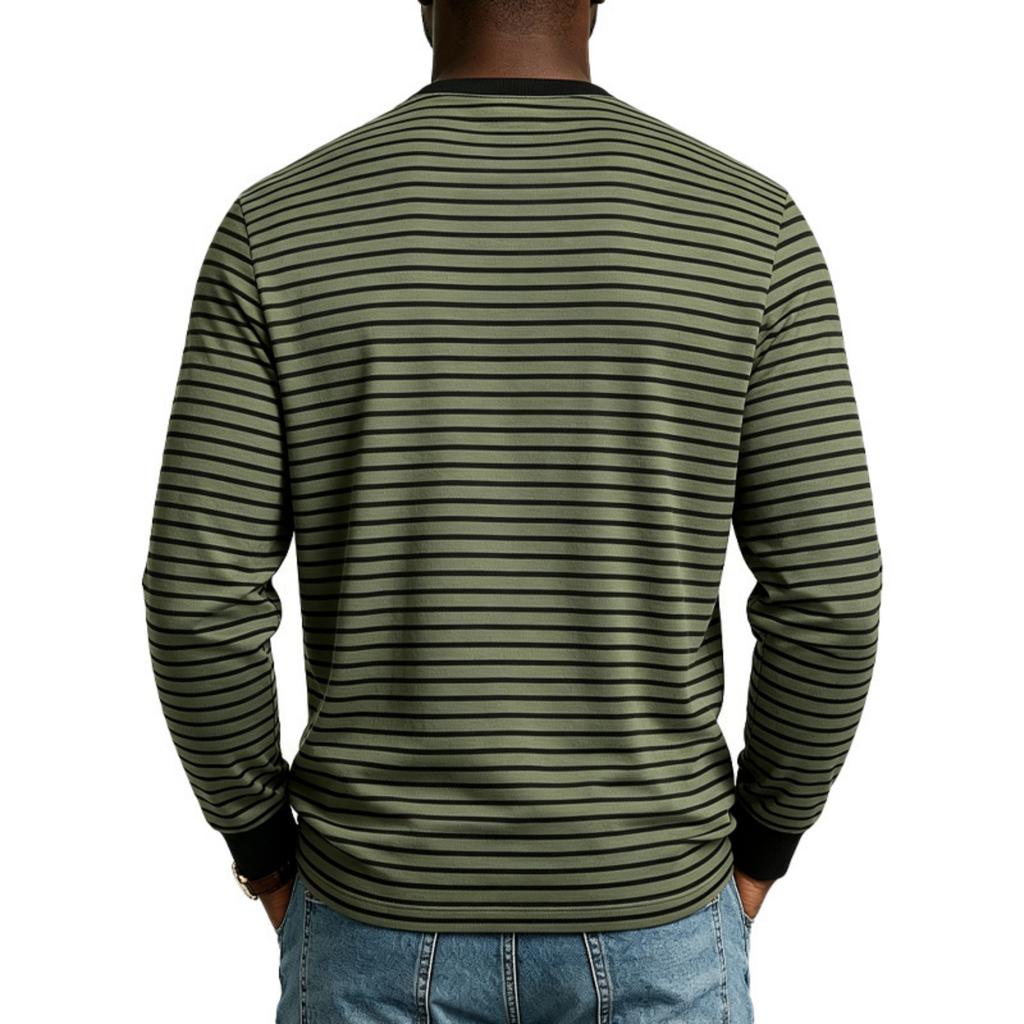 Men's Striped Long Sleeve T Shirt Base Layer for Athletic Commute Daily Wear