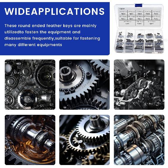 Pulley Keyway Key,Parallel Square Stock Key,Parallel Drive Shaft Keys Sets, Flywheel Keys, Keyway Stock, Keyway Tension for Fasteners Mechanical