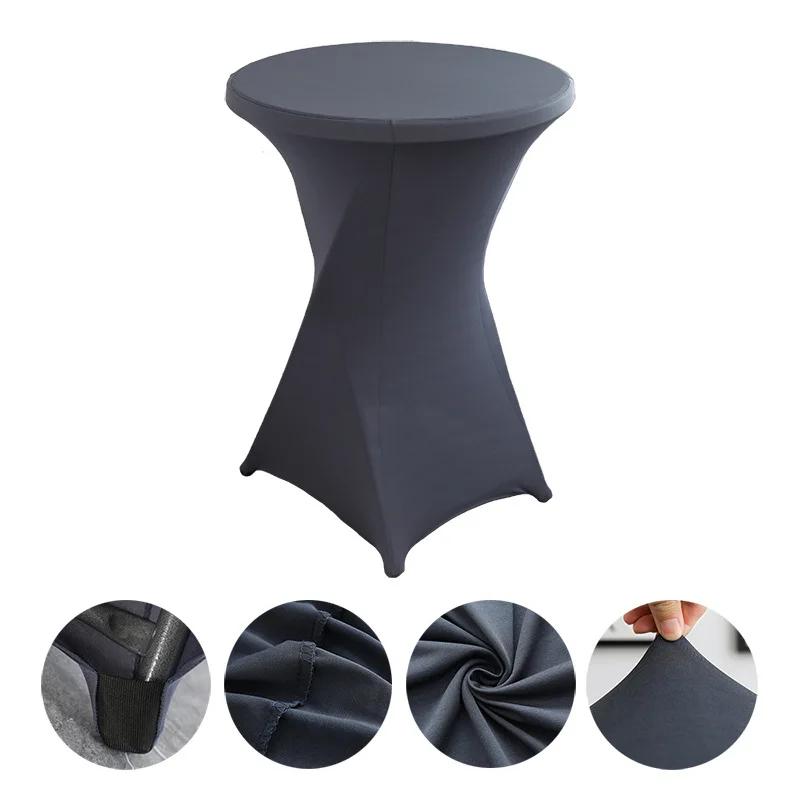 Weißer Stretch Runder Cocktail-Tischbezug 60-80cm Durchmesser Für Hochzeitsfeier Party Hotel Bar Event
