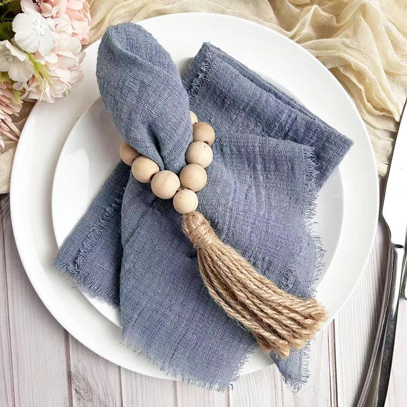 50PCS Wholesale Gauze Cotton Napkin 32x32cm Baby Blue Tea Towel Reusable Wedding Party Christmas Table Decor Burrs Napkins