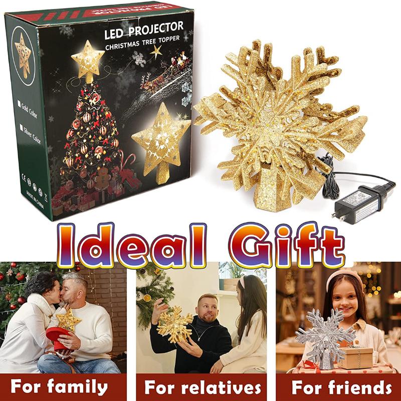Christmas Snowflake Rotating Projection Lamp Christmas Tree Crown Decoration Christmas Day Indoor Atmosphere Light Holiday Lighting