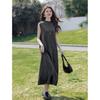 Mokana Damen Vintage Locker Lässig Lang Ärmellos Kleid