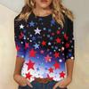 Women's Fashion Casual Round Neck 3/4 Sleeve Loose T-Shirt Ladies Top