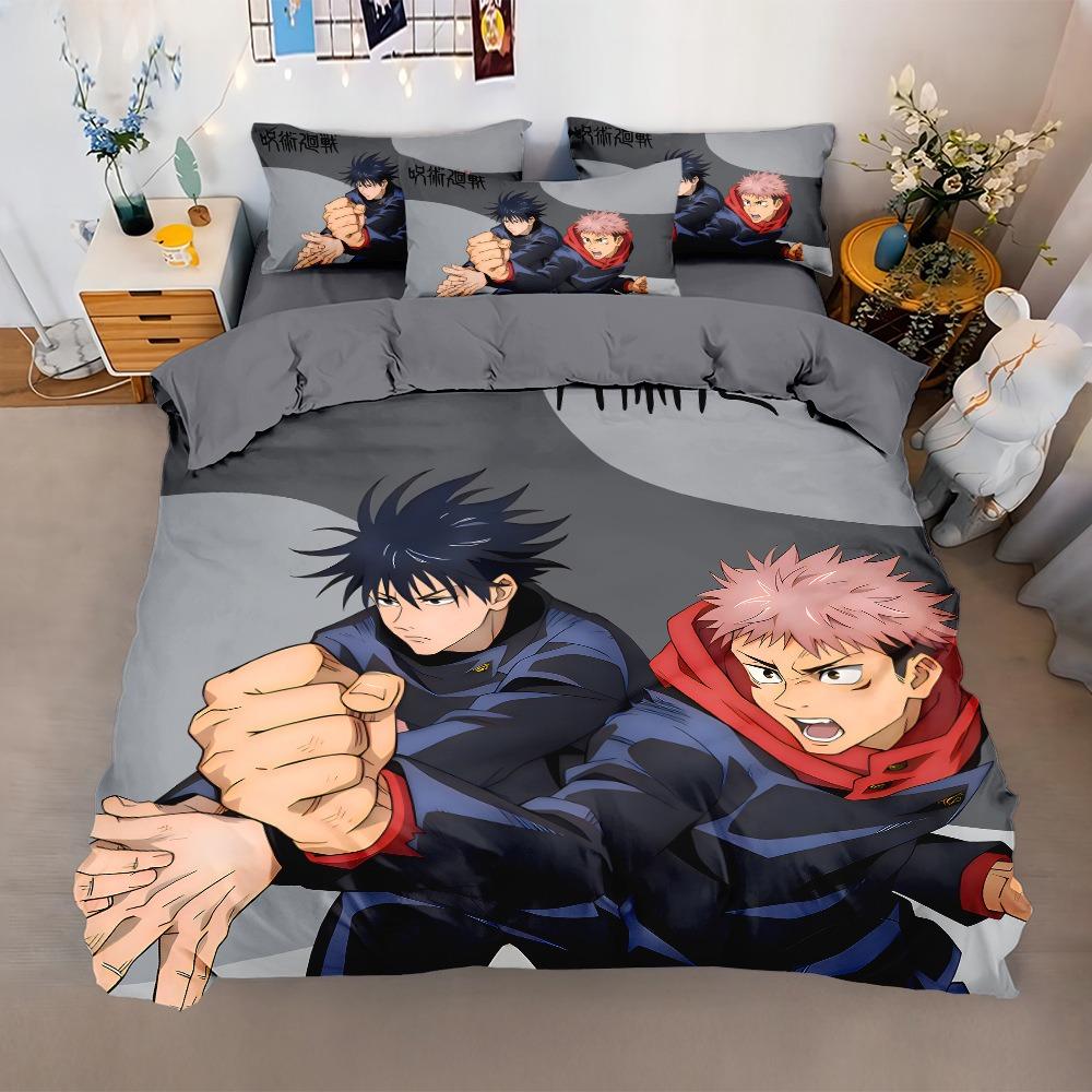 

Комплект постельного белья Jujutsu Kaisen, комплекты пододеяльников с изображением знаменитых японских аниме, пододеяльник и наволочки Satoru Gojo односпальные/двуспальные/двуспальные/королевские 140x200cm 2pcs