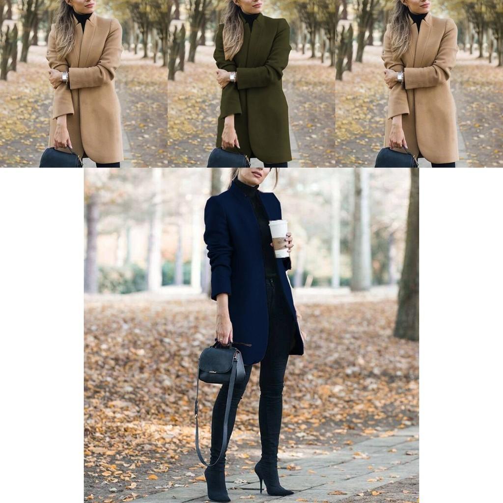 Overcoat Fashion Womens Trench Coat Ladies Solid Color Winter Warm Jacket Long