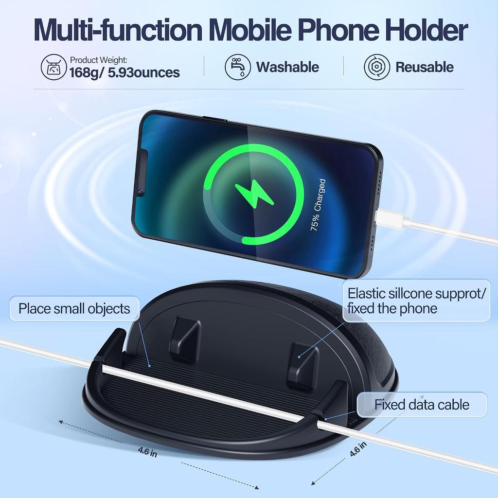 Loncaster Car Phone Holder, Car Phone Mount Silicone Car Pad Mat for Various Dashboards, Slip Free Desk Phone Stand Compatible with iPhone, Samsung,