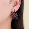 Elegant Multi-Layer Lotus Earrings with Zircon Inlay In S925 Silver