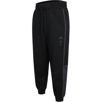 Knit Warm Pants With Embroidered Stripes And Drawstring Cuffs Men Bottoms Black HN8960