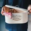 Metal Bread Box Lid Storage Box Stainless Steel Bread Bin Holder Snack Box For Kitchen Containers Home Decor Black White 30x24x15 Cm