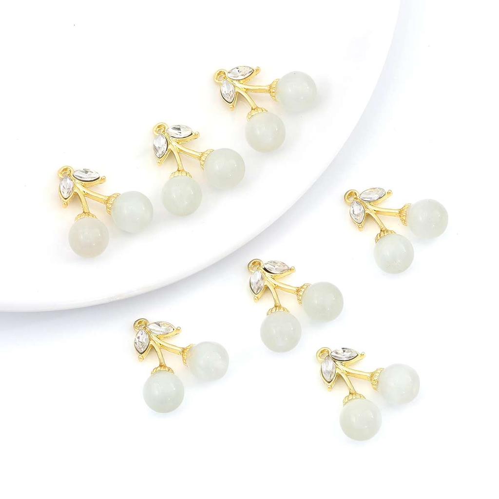 2Pcs Alloy Fruit Enamel Pendant Strawberry Grape Cherry Charms for Jewelry Making DIY Bracelet Handmade Craft Accessories