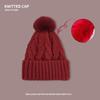 Autumn and winter thickened warm velvet knitted versatile pullover wool hat women