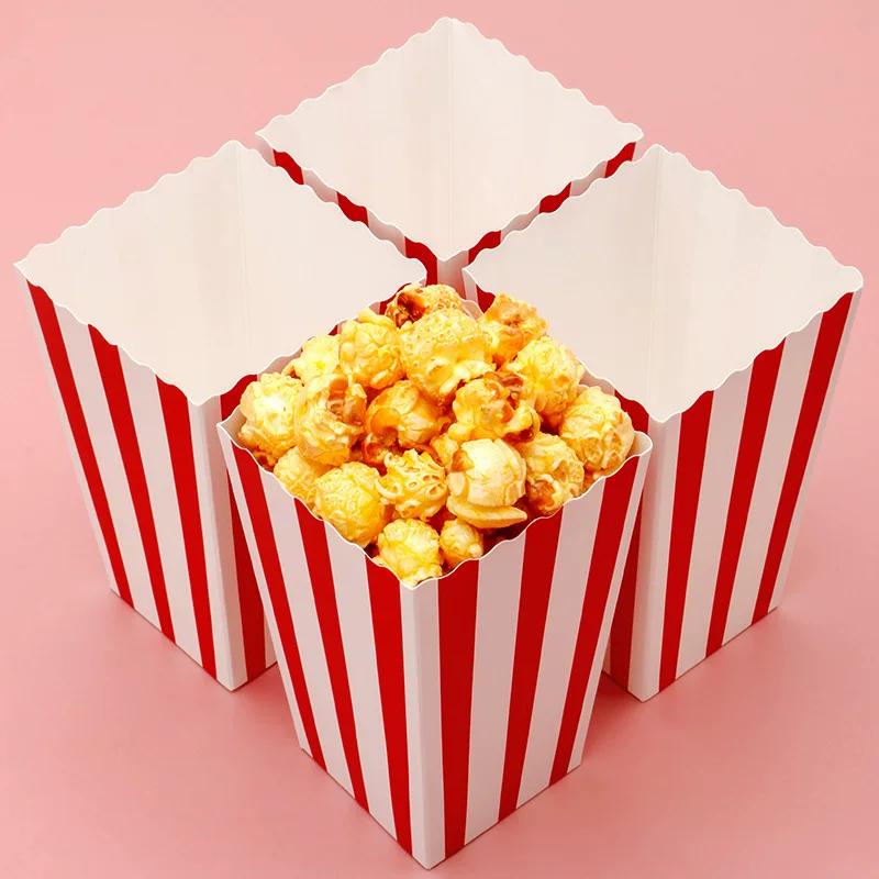20/50pcs Popcorn Box Buckets Fries Cup Movie Night Kids Birthday Party Favors Snack Container Bag Wedding Christmas Supplies Party Decoration Props