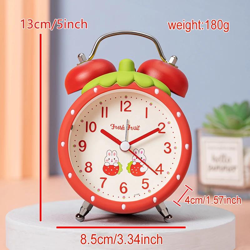 Strawberry children s alarm clock, quiet operation time, children s favorite desk clock, with night light function, красный