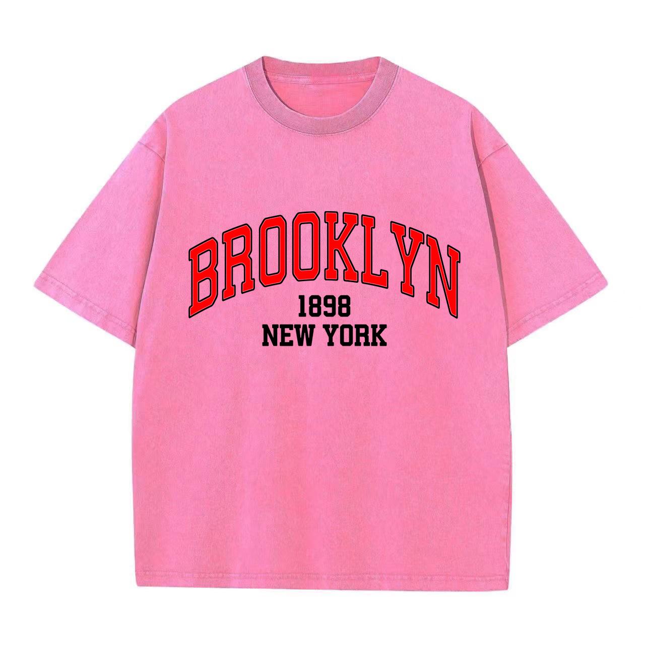 

Retro Washed Vintage Women T-shirt Brooklyn 1898 Fleece Harajuku Oversized Pullover Cute Couple Valentine s Day Gift T-shirt 3XL