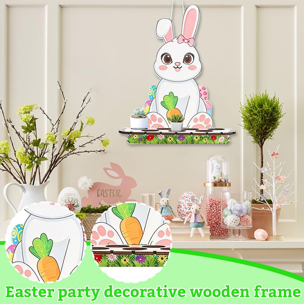 Easter Party Decor Wooden Shelf - Rustic Display Stand For Centerpiece, Treats, And Decorative Accents, Spring & Holiday Home Decor